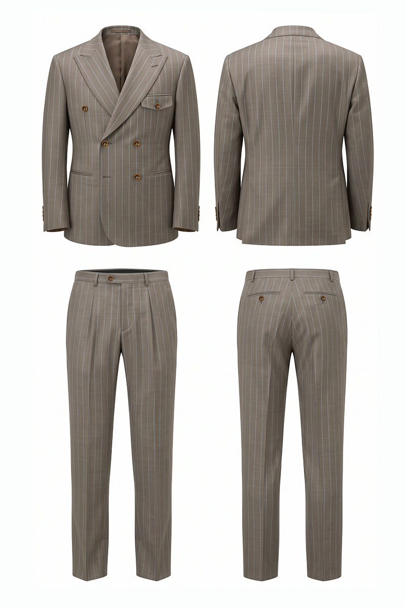 Light Brown 50% Merino Wool Suit Trousers