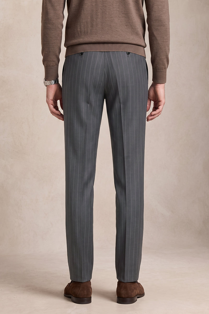 Gray 50% Merino Wool Suit Trousers