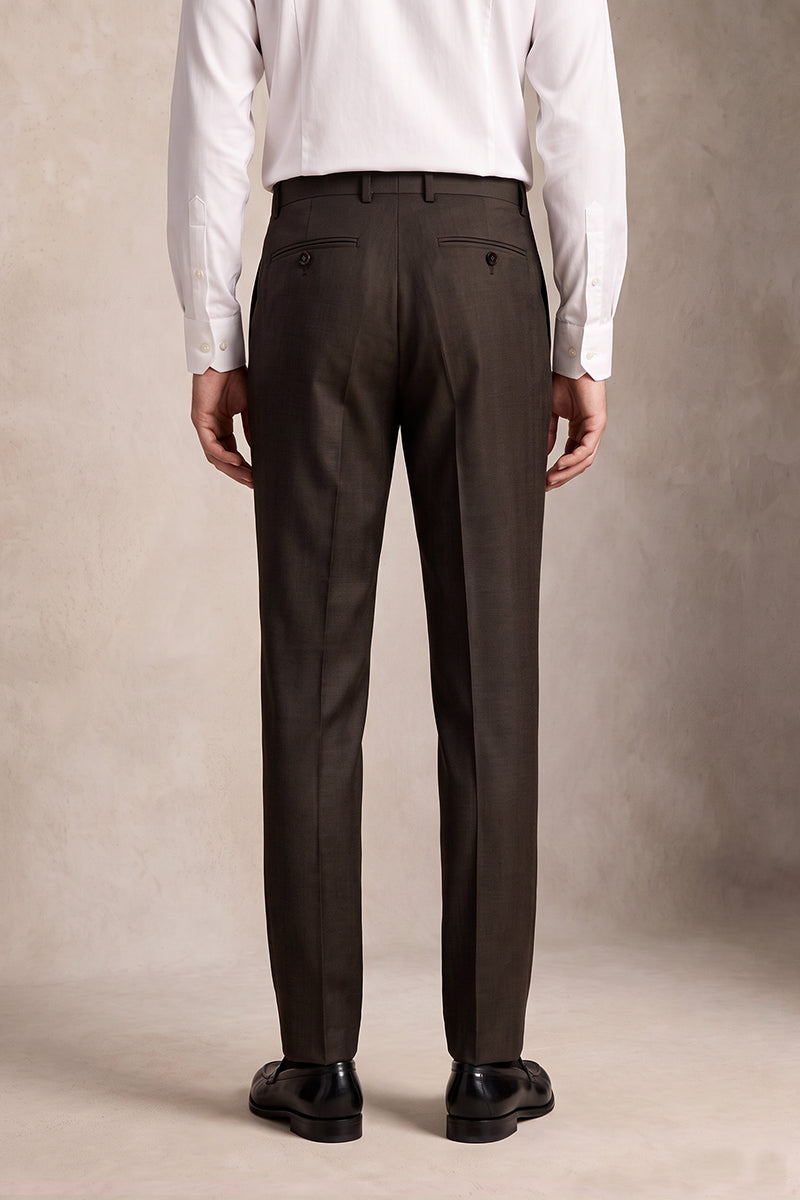 Brown 60% Merino Wool Suit Trousers