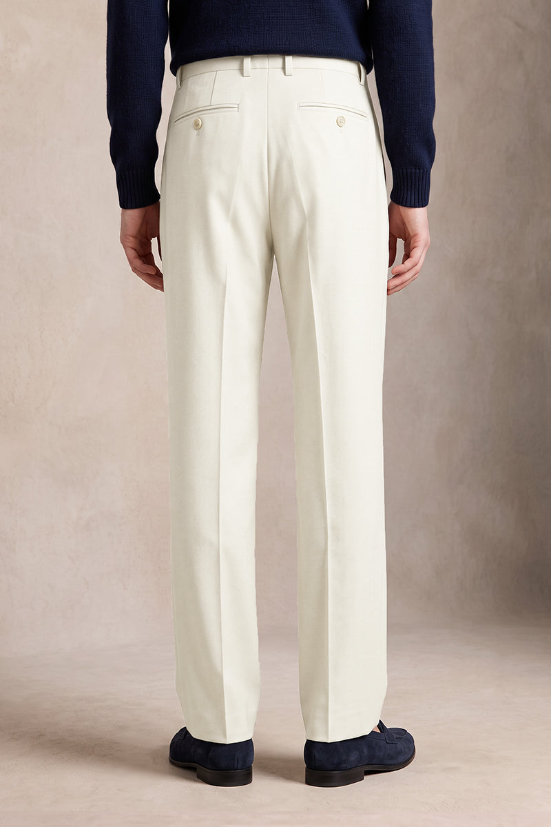 Beige 60% Merino Wool Suit Trousers