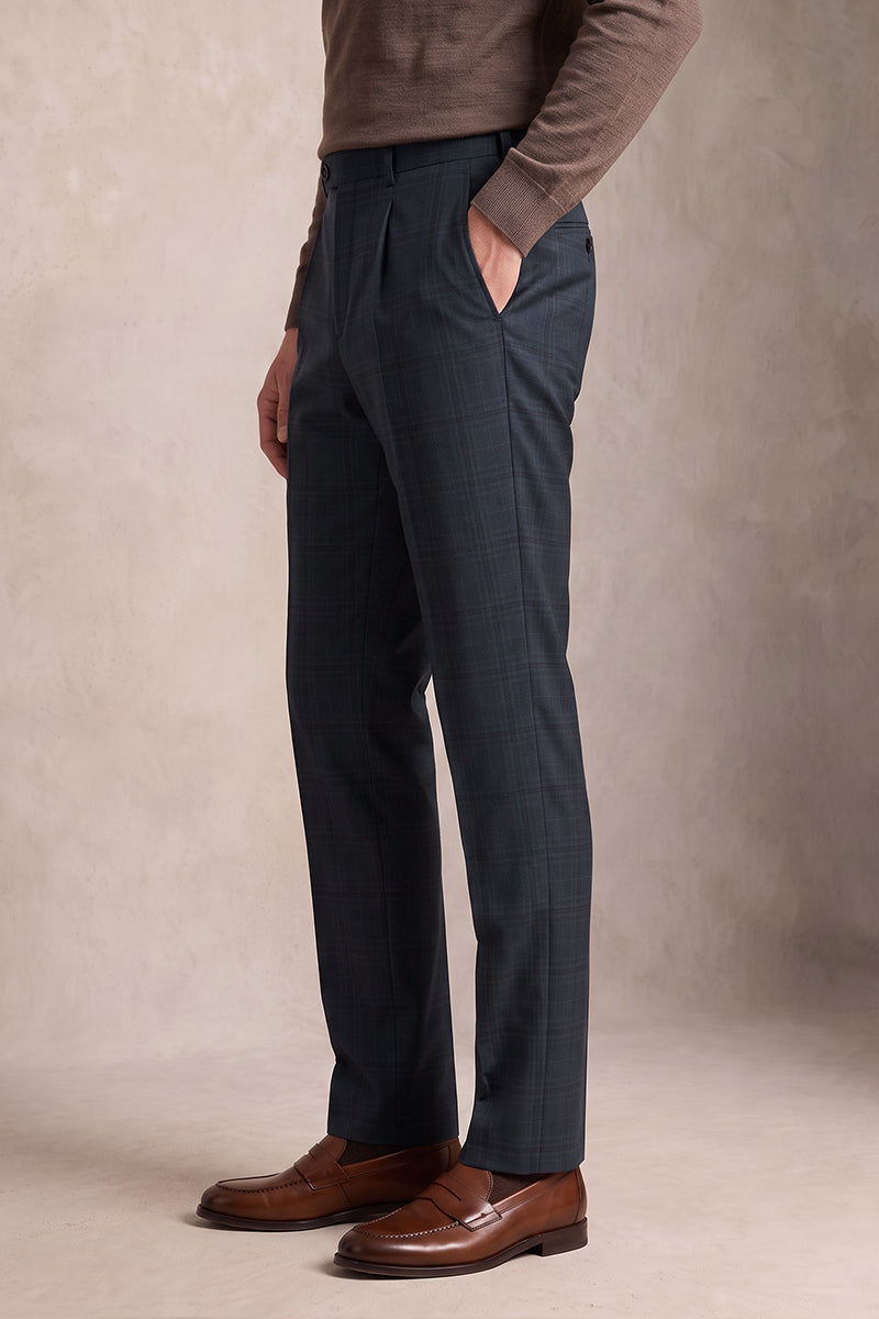 Navy Blue 100% Merino Wool Suit Trousers