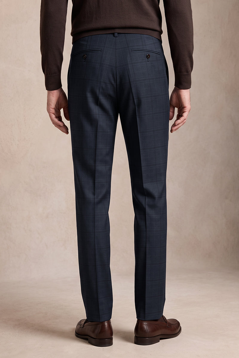 Navy Blue 100% Merino Wool Suit Trousers