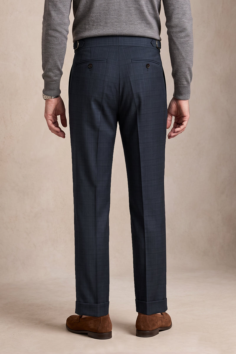 Navy Blue 100% Merino Wool Suit Trousers