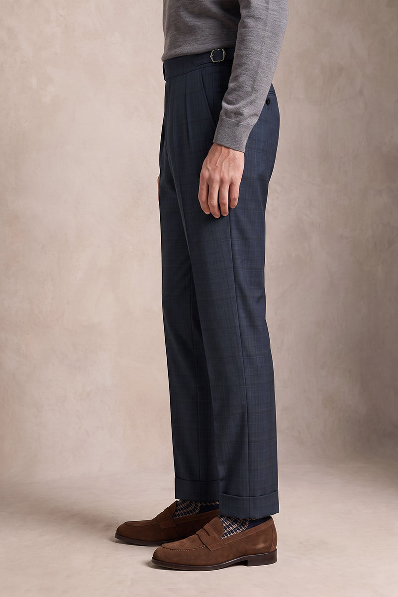 Navy Blue 100% Merino Wool Suit Trousers