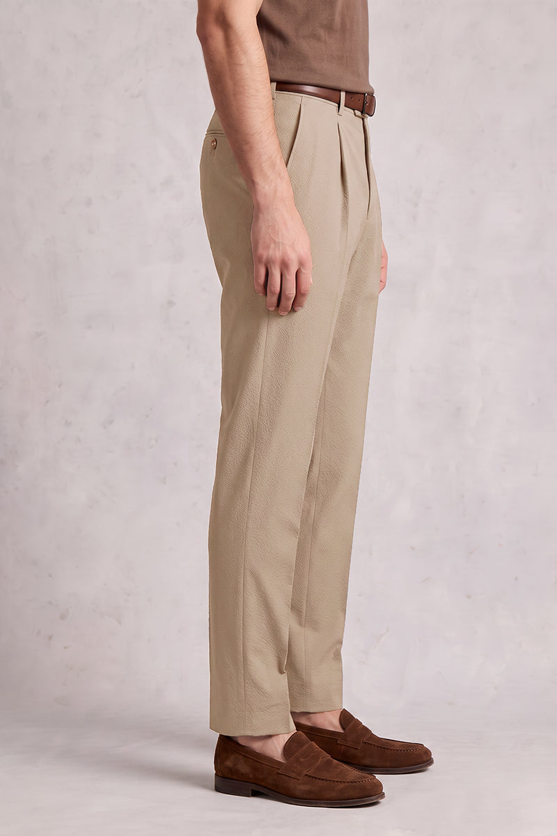 Light Brown 50% Merino Wool Suit Trousers