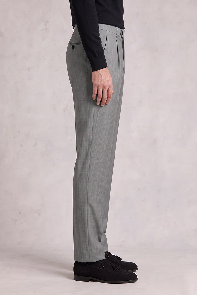 Gray 50% Merino Wool Suit Trousers