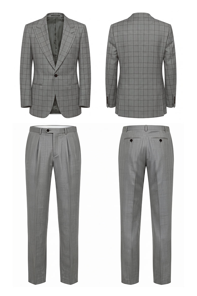 Gray 50% Merino Wool Suit Trousers