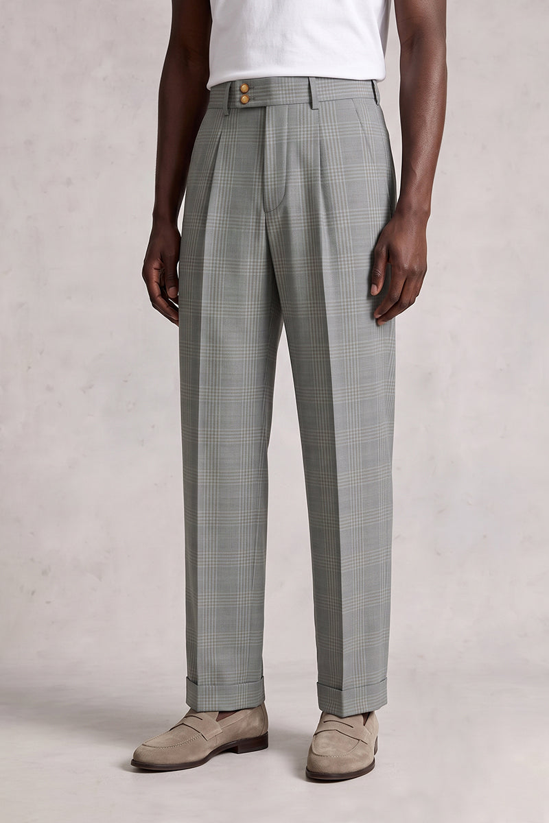 Gray 50% Merino Wool Suit Trousers