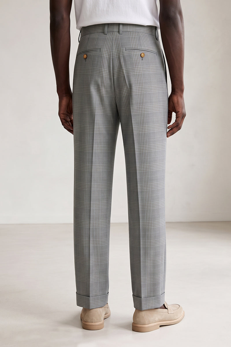Gray 50% Merino Wool Suit Trousers