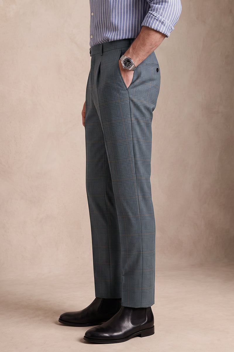 Blue Gray 100% Merino Wool Suit Trousers