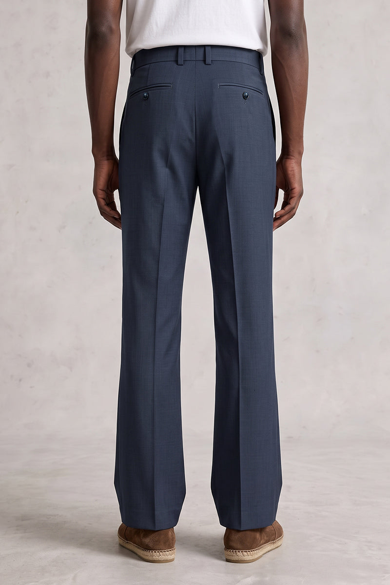Navy Blue 50% Merino Wool Suit Trousers