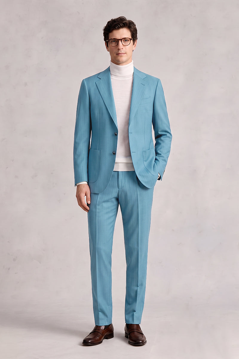 Blue 50% Merino Wool Suits