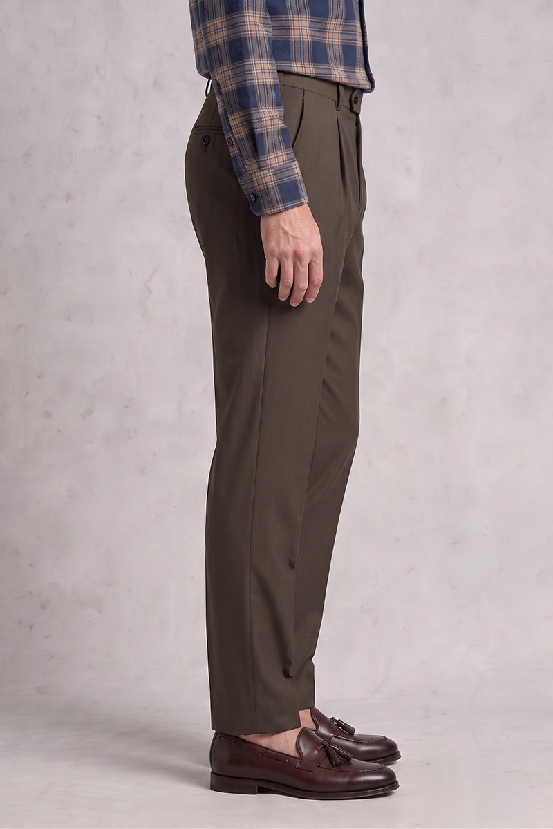 Brown 70% Merino Wool Suit Trousers