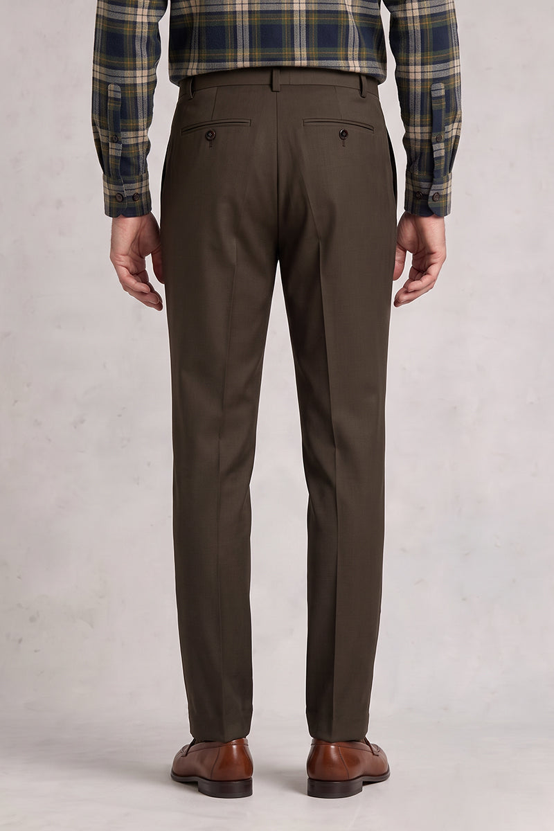 Brown 70% Merino Wool Suit Trousers