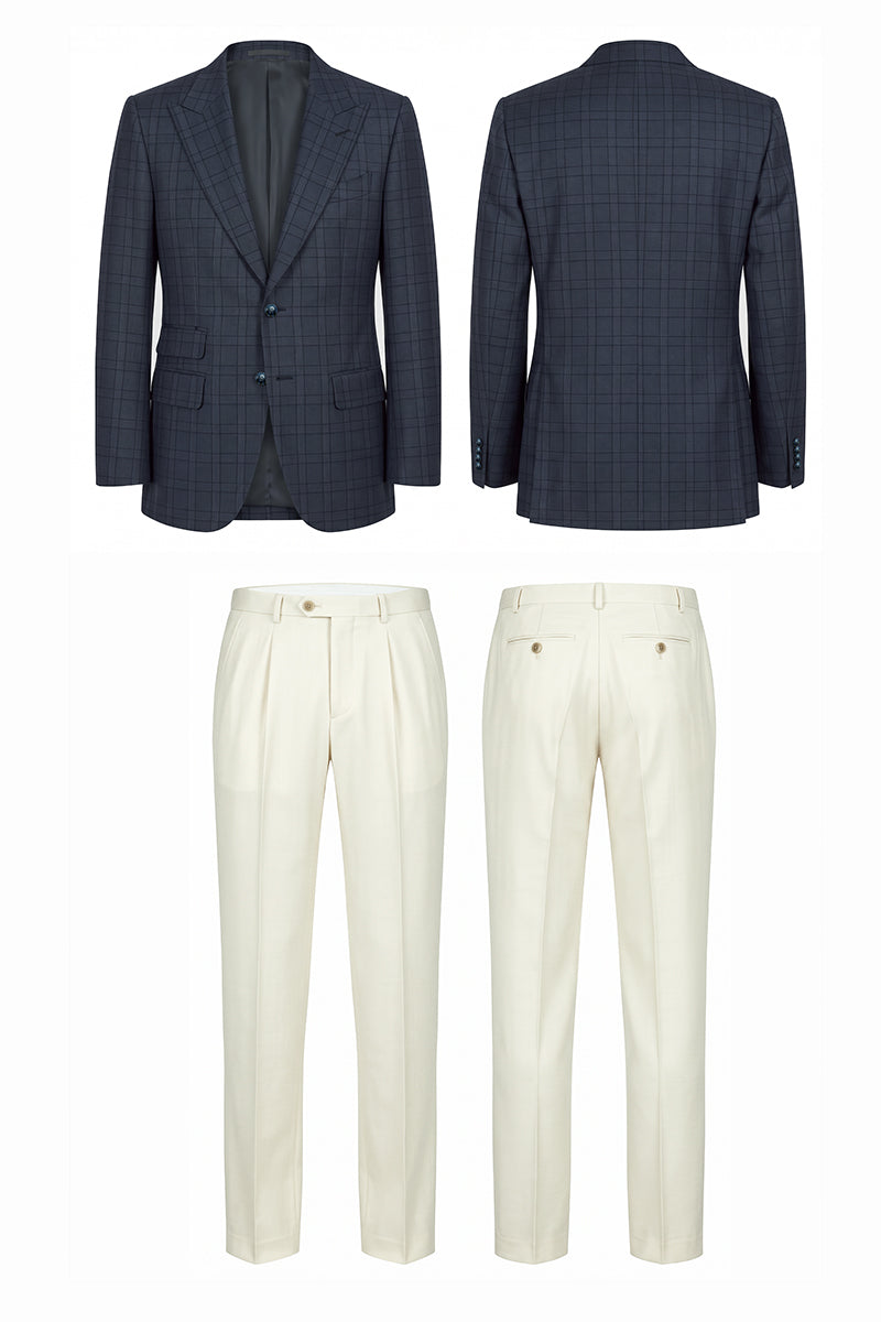 Navy Blue 50% Merino Wool Suits
