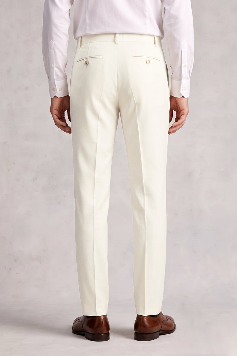 Beige 50% Merino Wool Suit Trousers