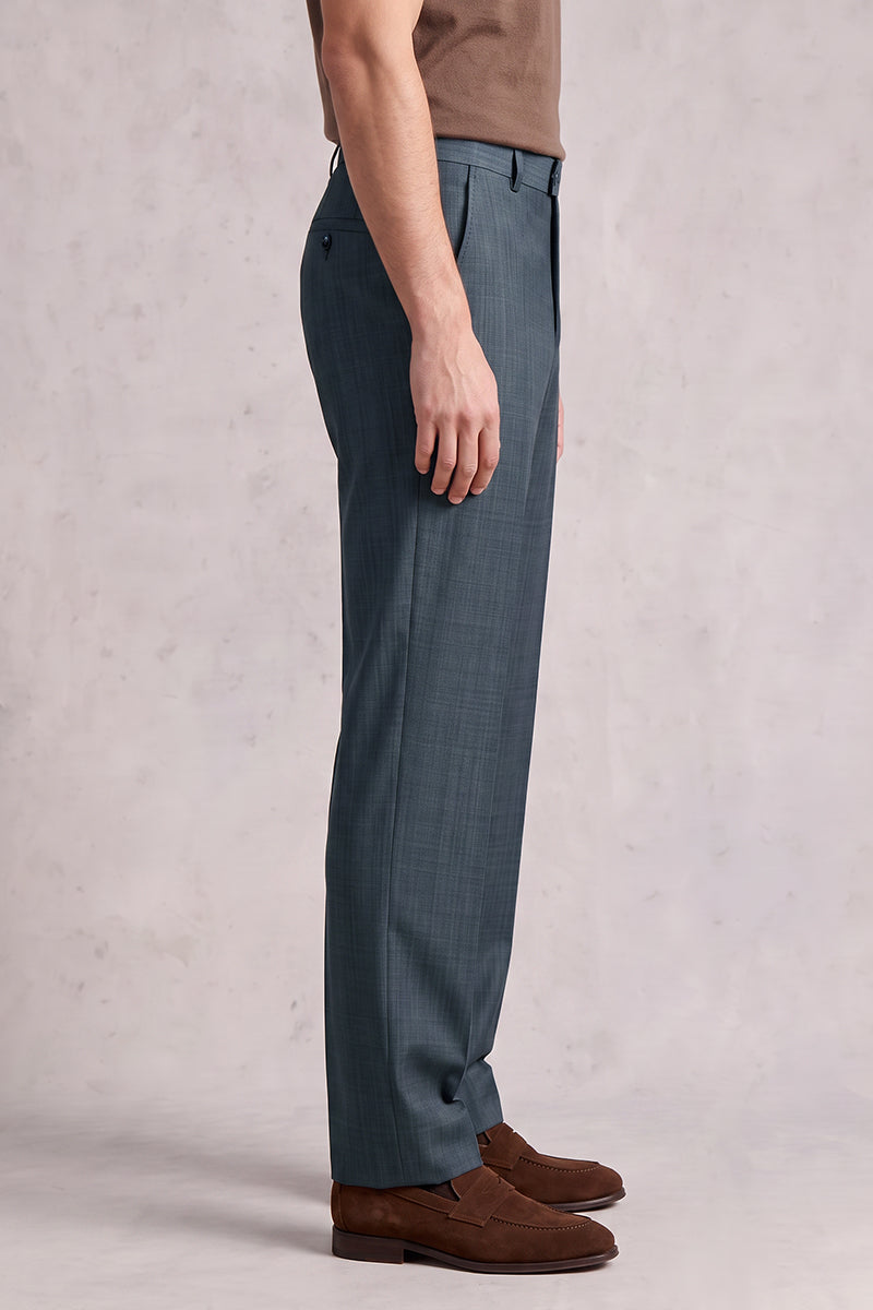 Navy Blue 50% Merino Wool Suit Trousers