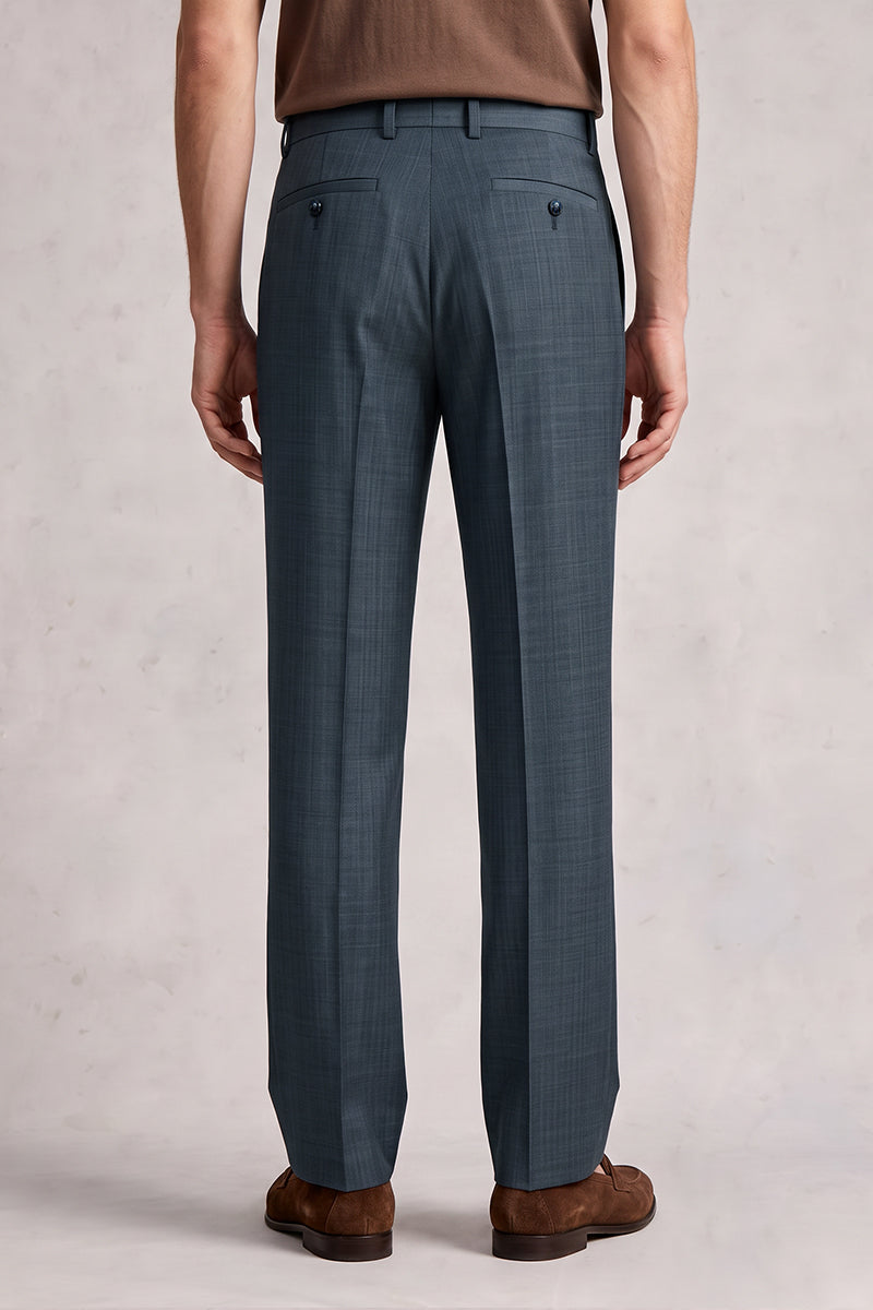 Navy Blue 50% Merino Wool Suit Trousers