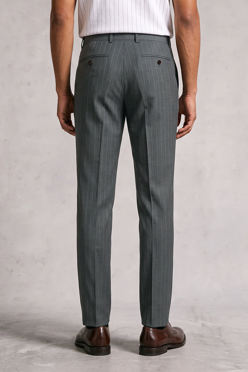 Gray 50% Merino Wool Suit Trousers