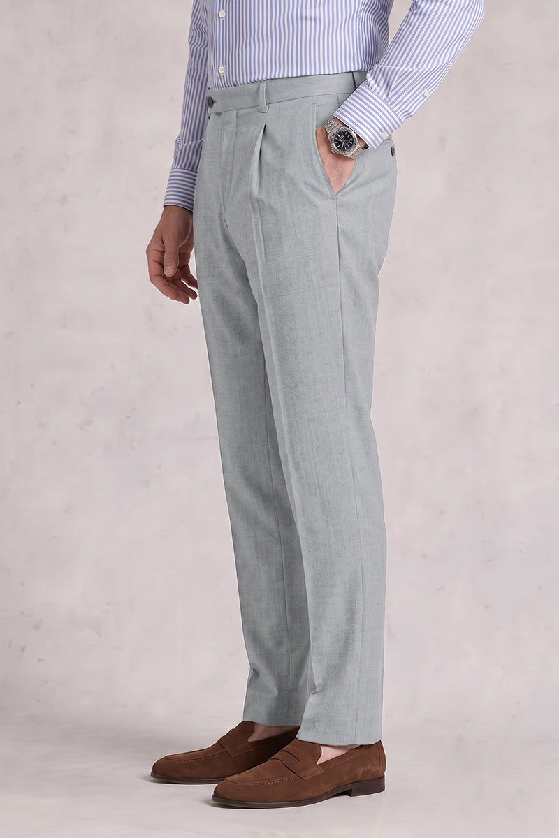Light Gray 50% Merino Wool Suit Trousers