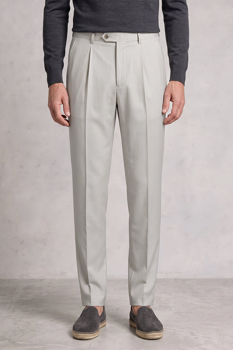 Light Gray 50% Merino Wool Suit Trousers