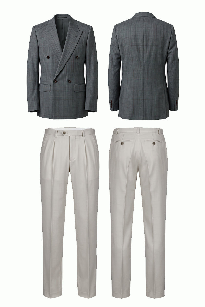 Light Gray 50% Merino Wool Suit Trousers
