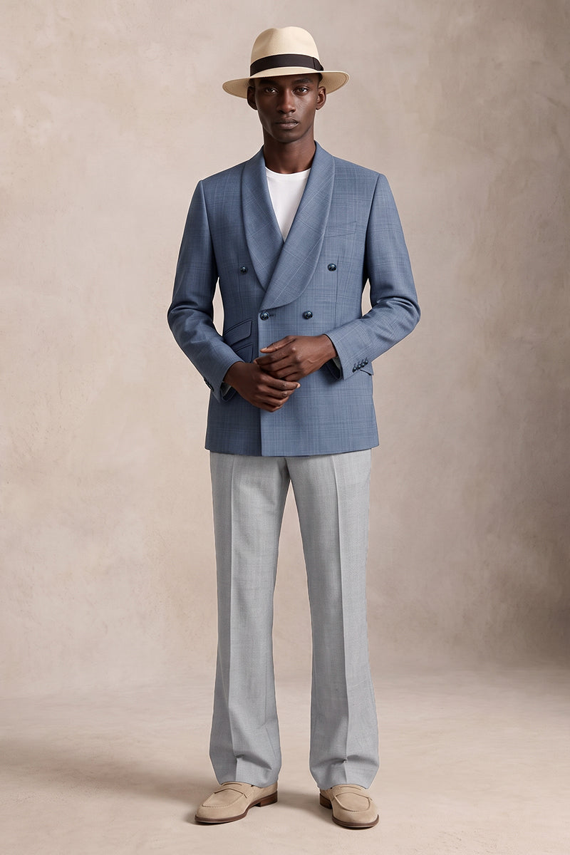 Blue Gray 50% Merino Wool Suits