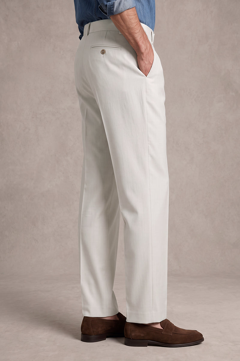 Light Gray 100% Merino Wool Suit Trousers