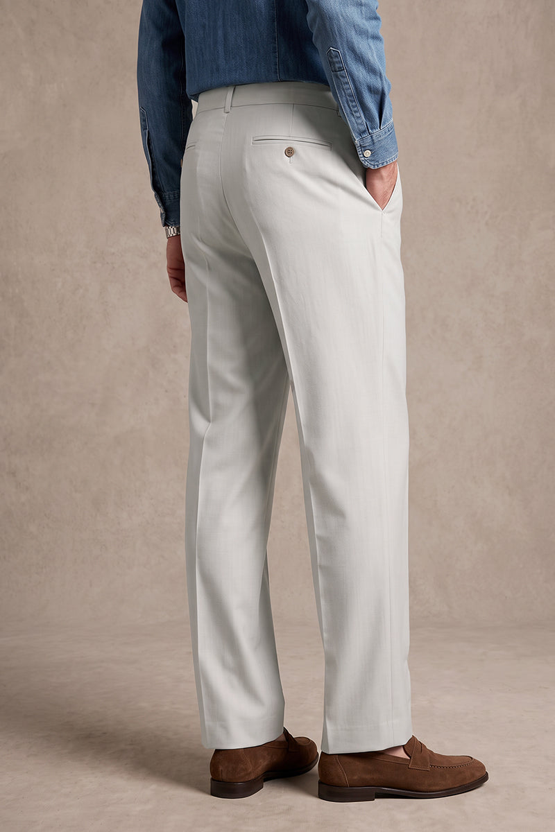 Light Gray 100% Merino Wool Suit Trousers