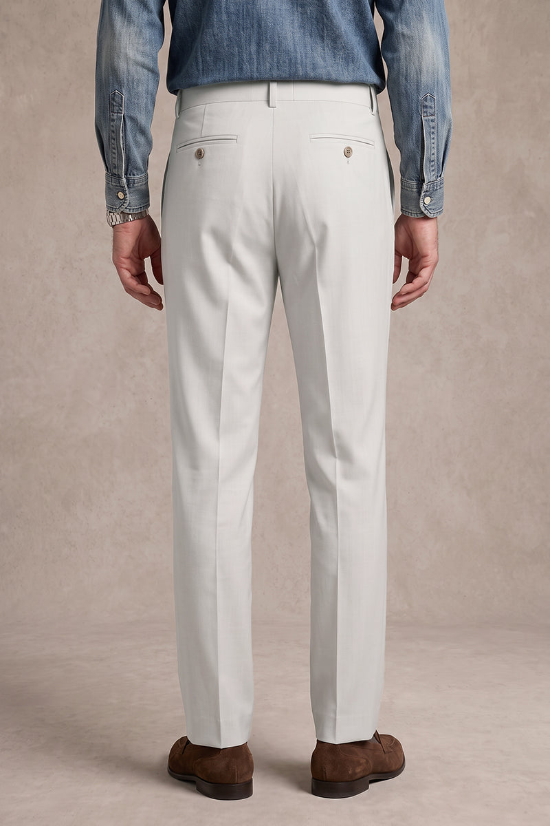 Light Gray 100% Merino Wool Suit Trousers