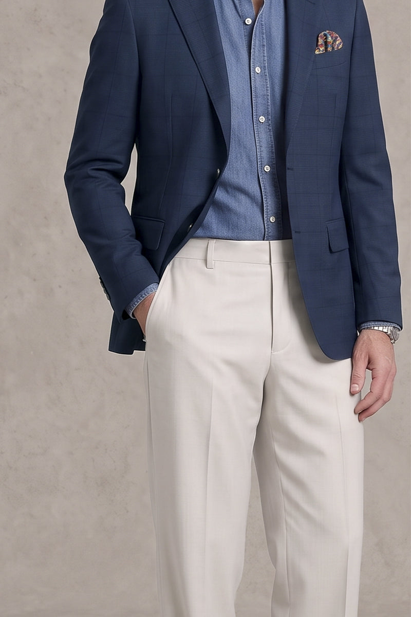 Light Gray 100% Merino Wool Suit Trousers