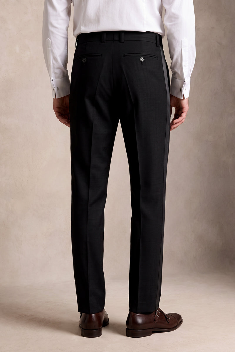 Black 50% Merino Wool Suit Trousers