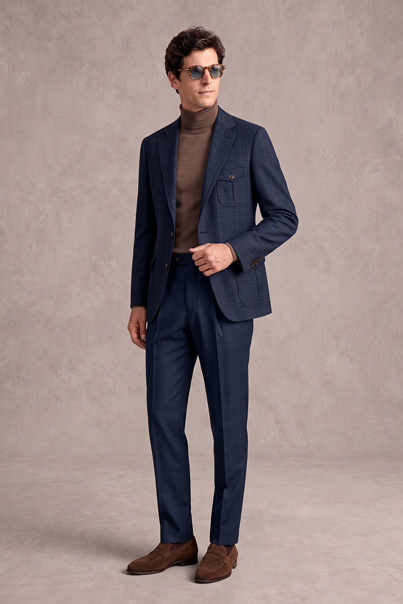 Navy Blue 50% Merino Wool Suits