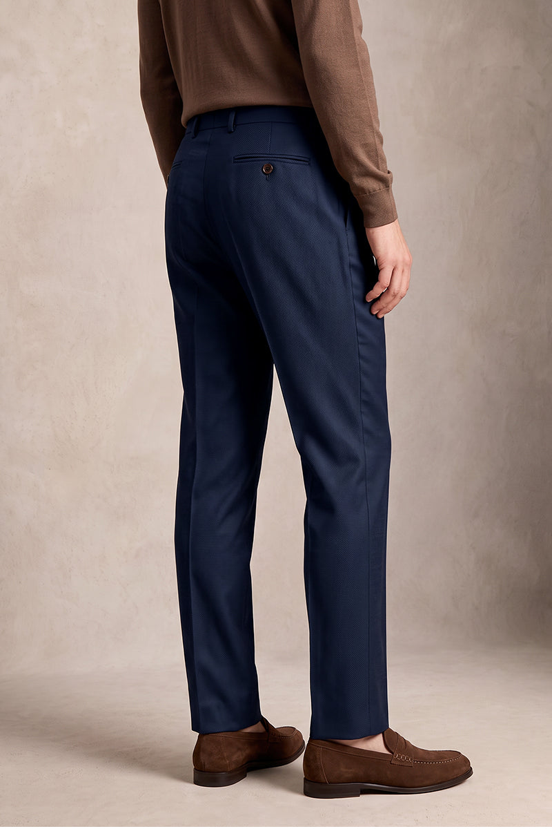 Navy Blue 50% Merino Wool Suit Trousers
