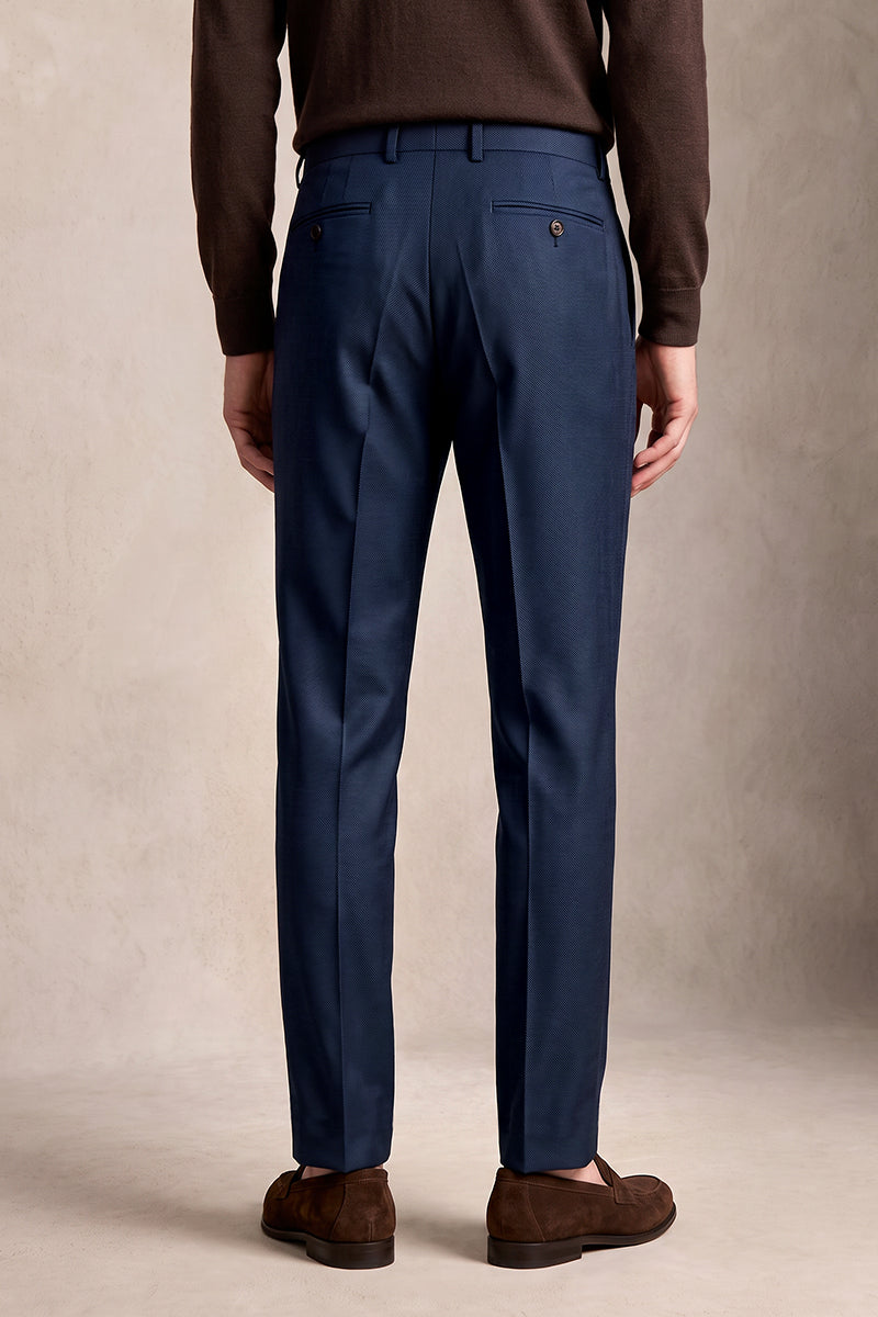 Navy Blue 50% Merino Wool Suit Trousers