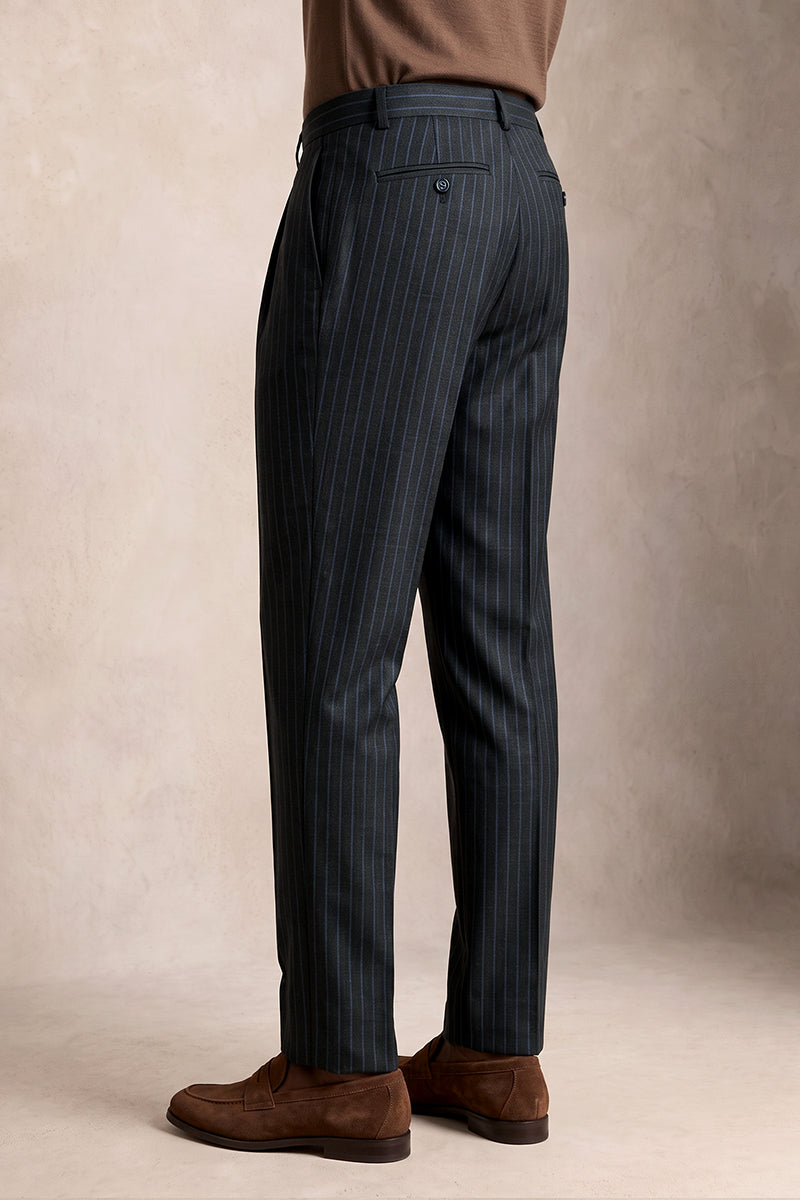 Black 50% Merino Wool Suit Trousers