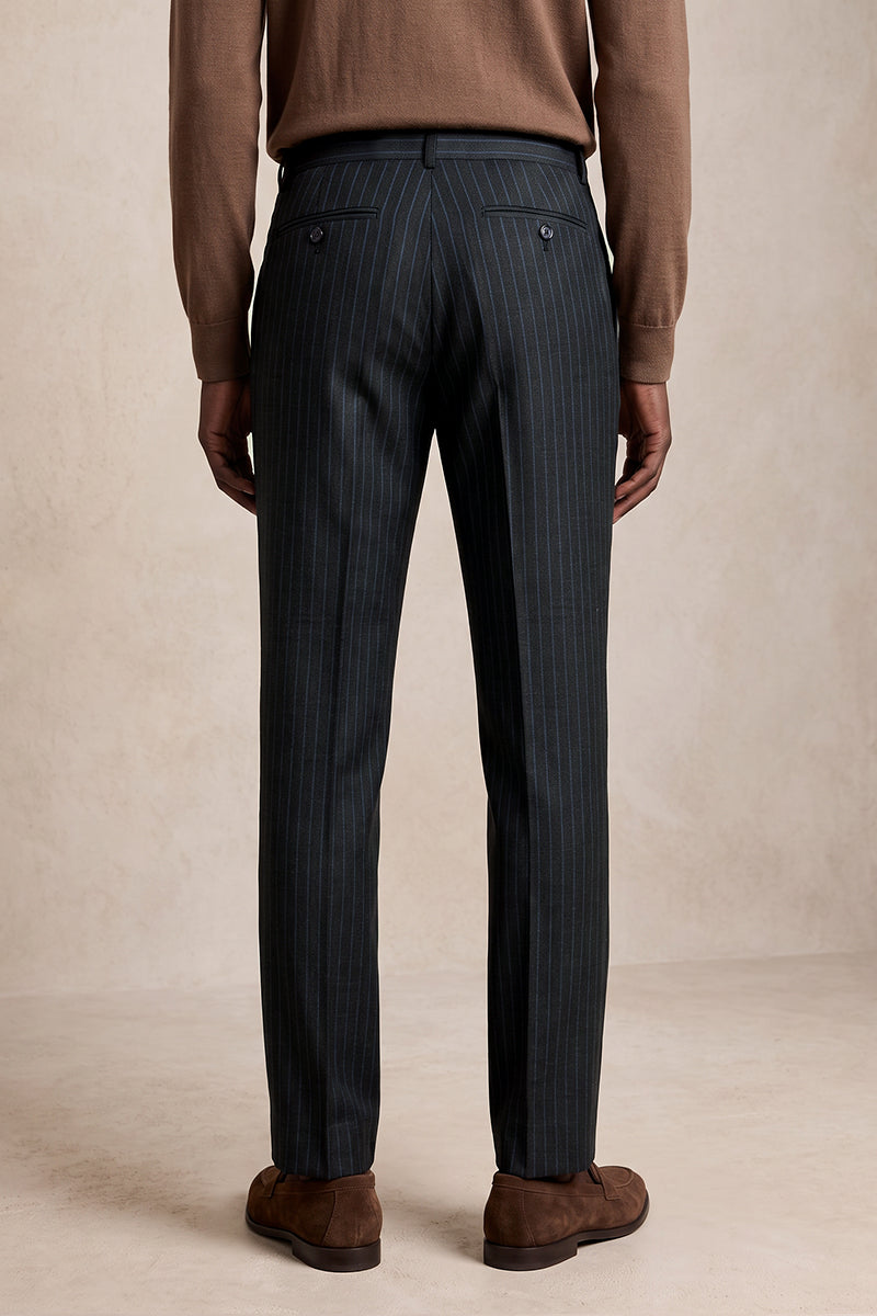Black 50% Merino Wool Suit Trousers