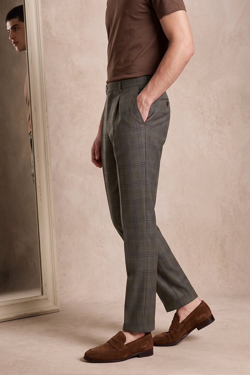 Dark Brown 50% Merino Wool Suit Trousers