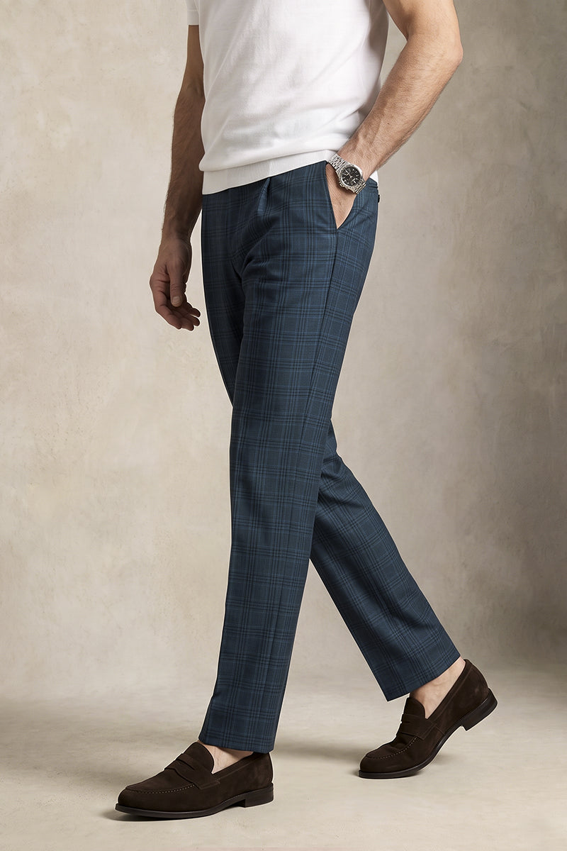 Navy Blue 50% Merino Wool Suit Trousers