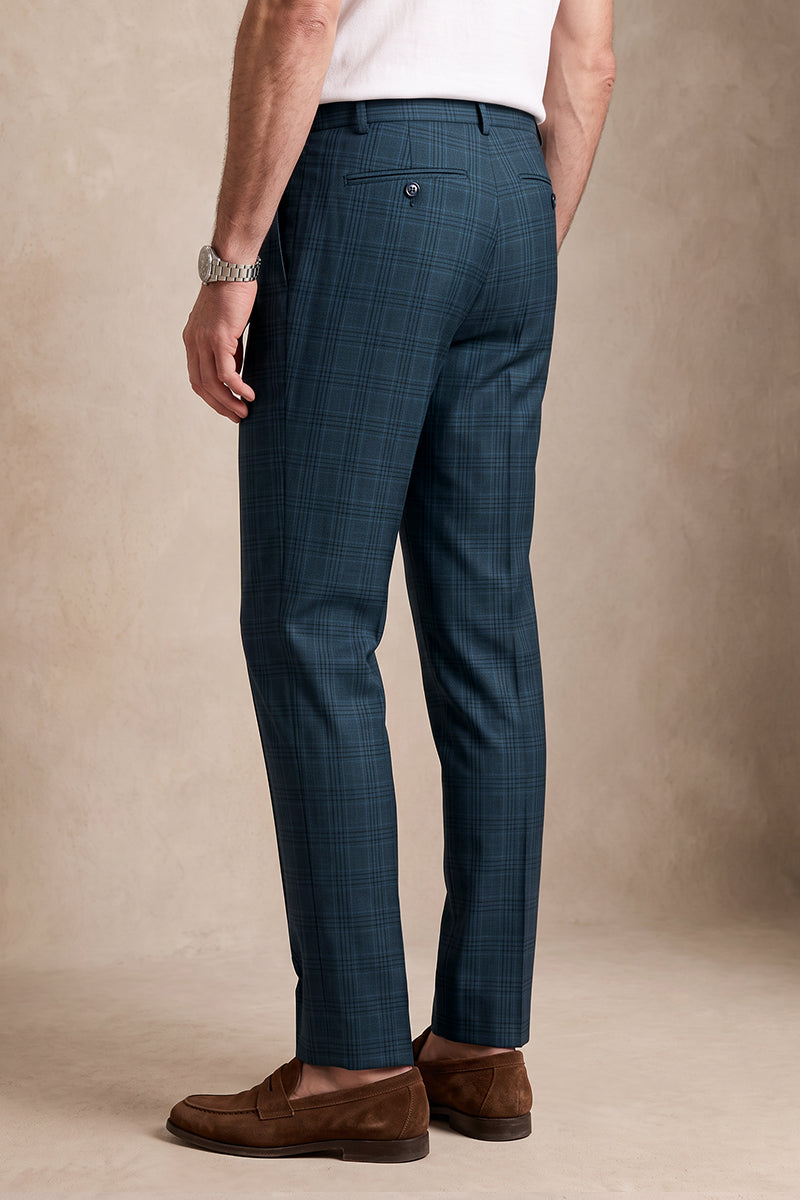 Navy Blue 50% Merino Wool Suit Trousers