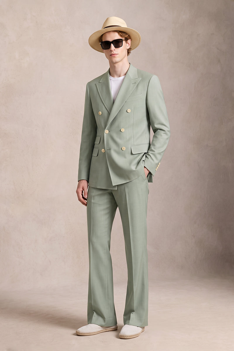 Green 50% Merino Wool Suits