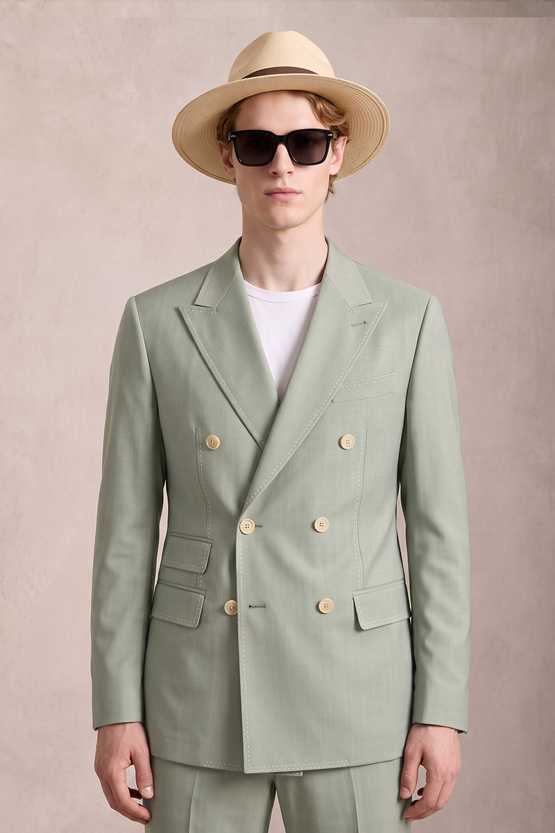 Green 50% Merino Woo Blazers