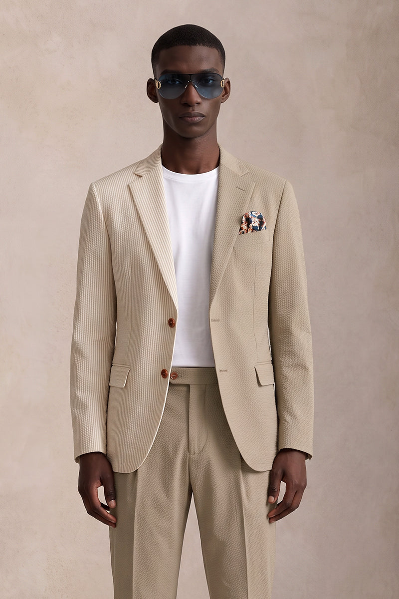 Beige 50% Merino Wool Blazers