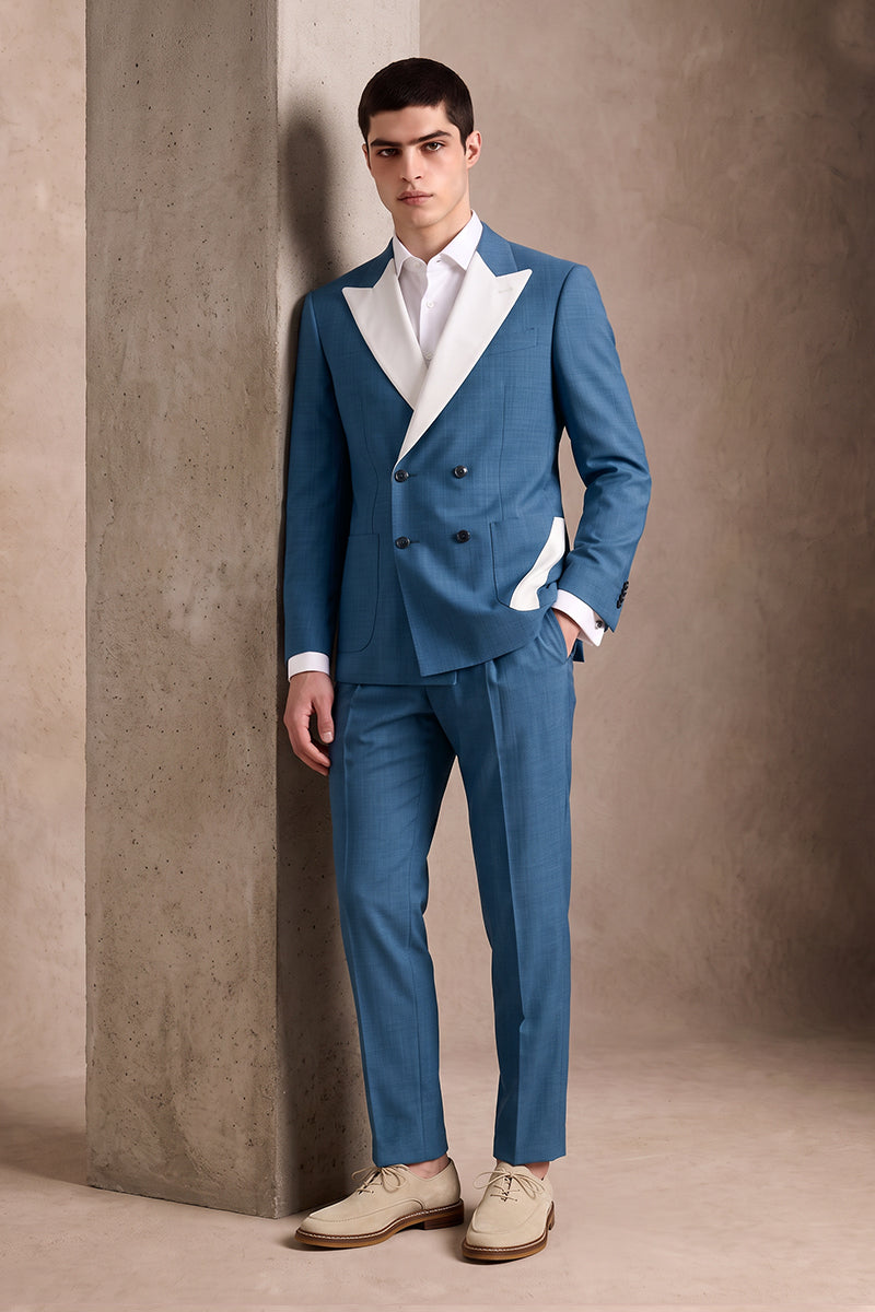 Blue 50% Merino Wool Suits