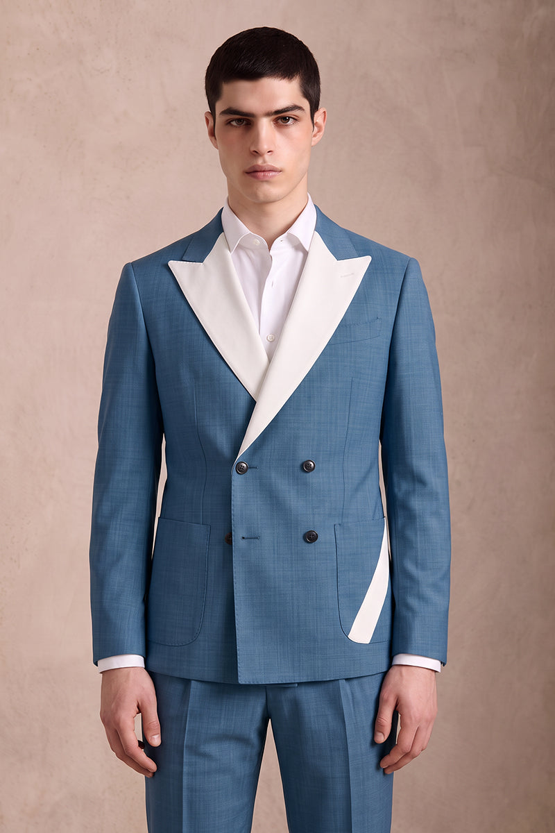 Blue 50% Merino Wool Suits