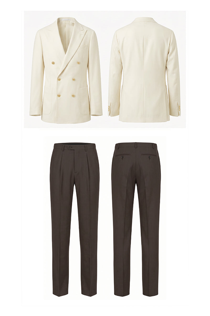 Beige 50% Merino Wool Suits