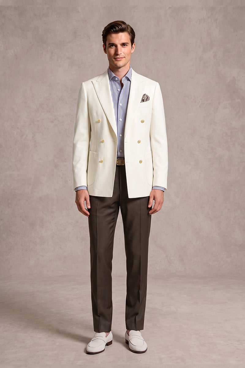 Beige 50% Merino Wool Blazers