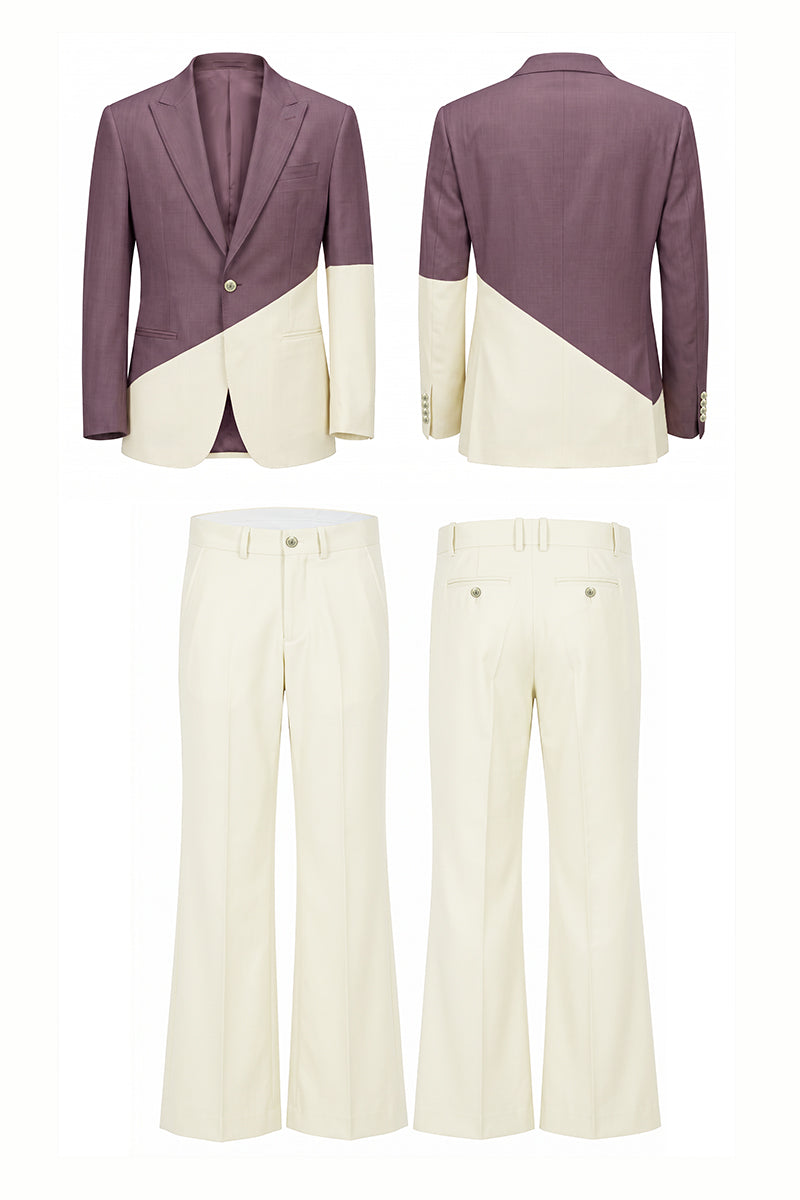 Beige 50% Merino Wool Suit Trousers