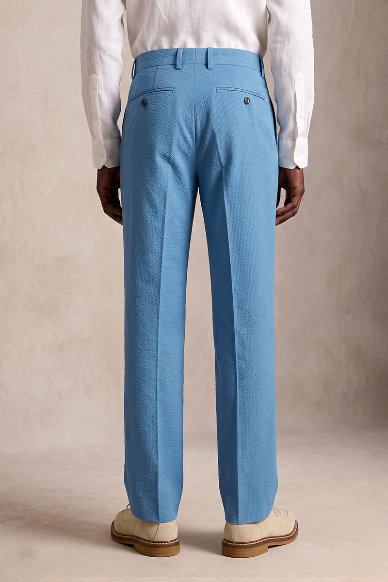 Blue 50% Merino Wool Suit Trousers