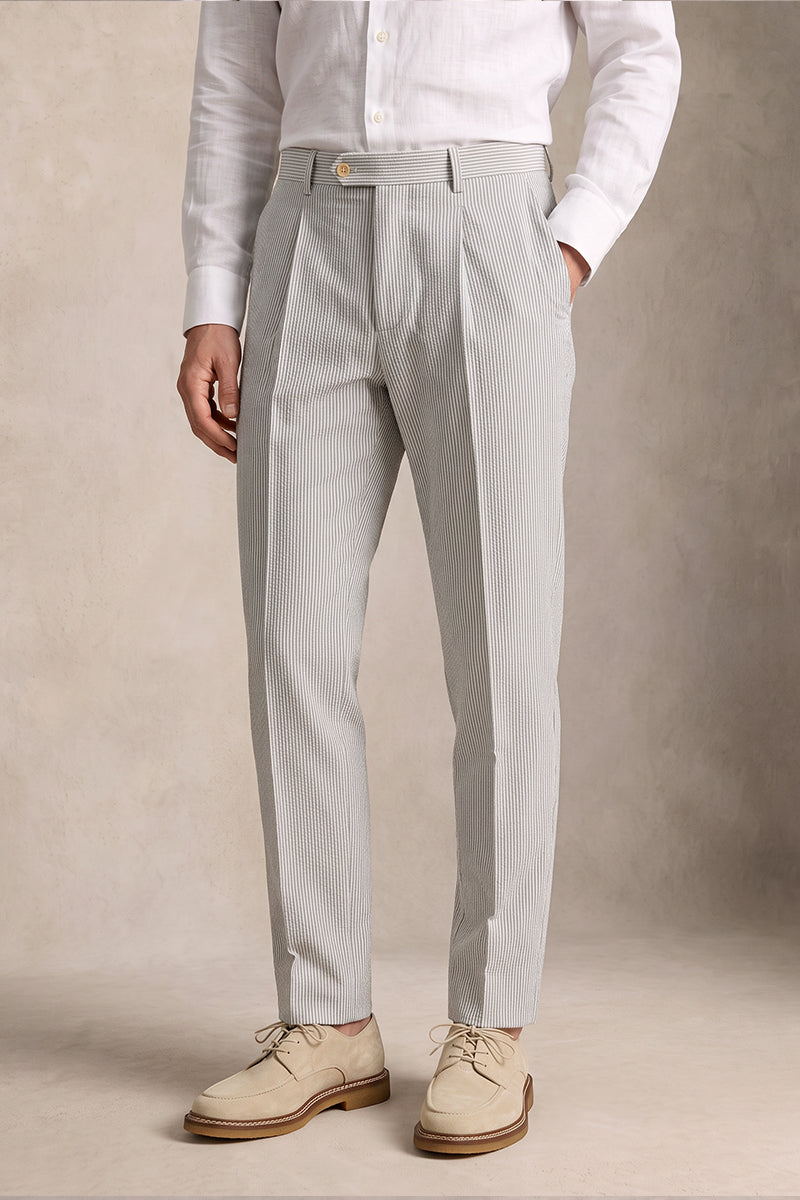 Gray 50% Merino Wool Suit Trousers